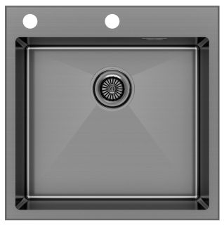 Мойка кухонная Paulmark Kroner-Edge PM775151-GM воронёная сталь